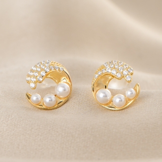 Cercei argint MoonGlow Pearls gold