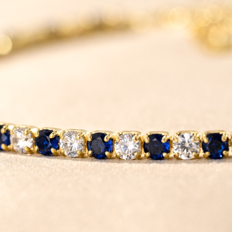 Bratara argint Tennis Mix White & Dark Blu zirconia gold