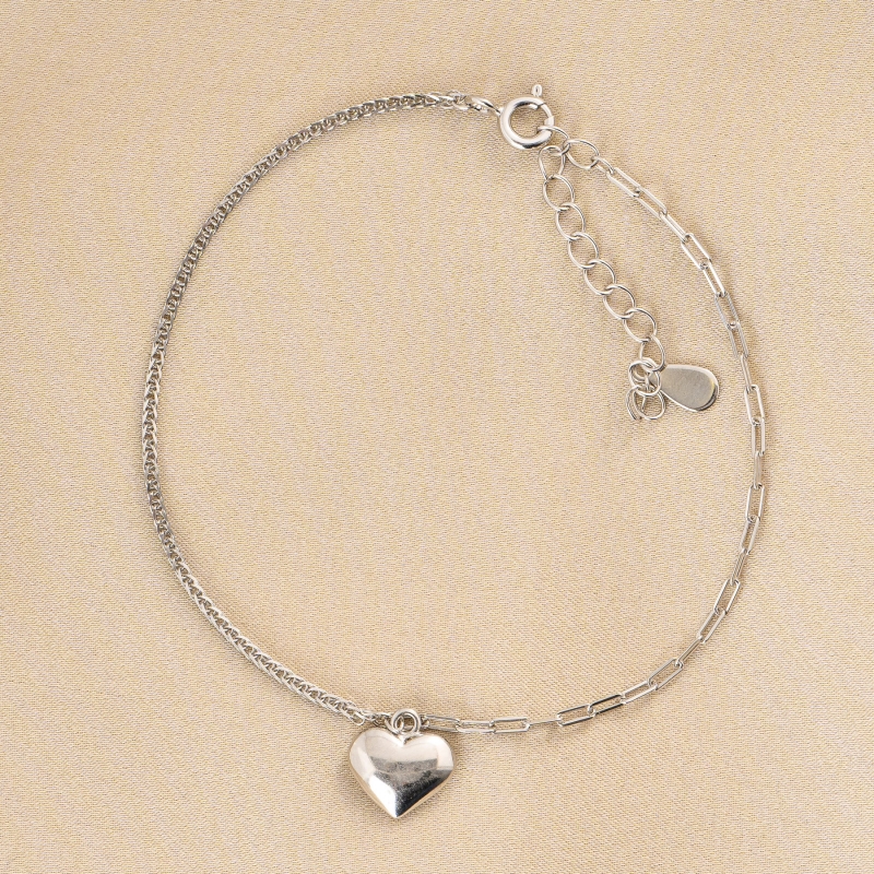 Sterling Silver Bracelet Heart Notes