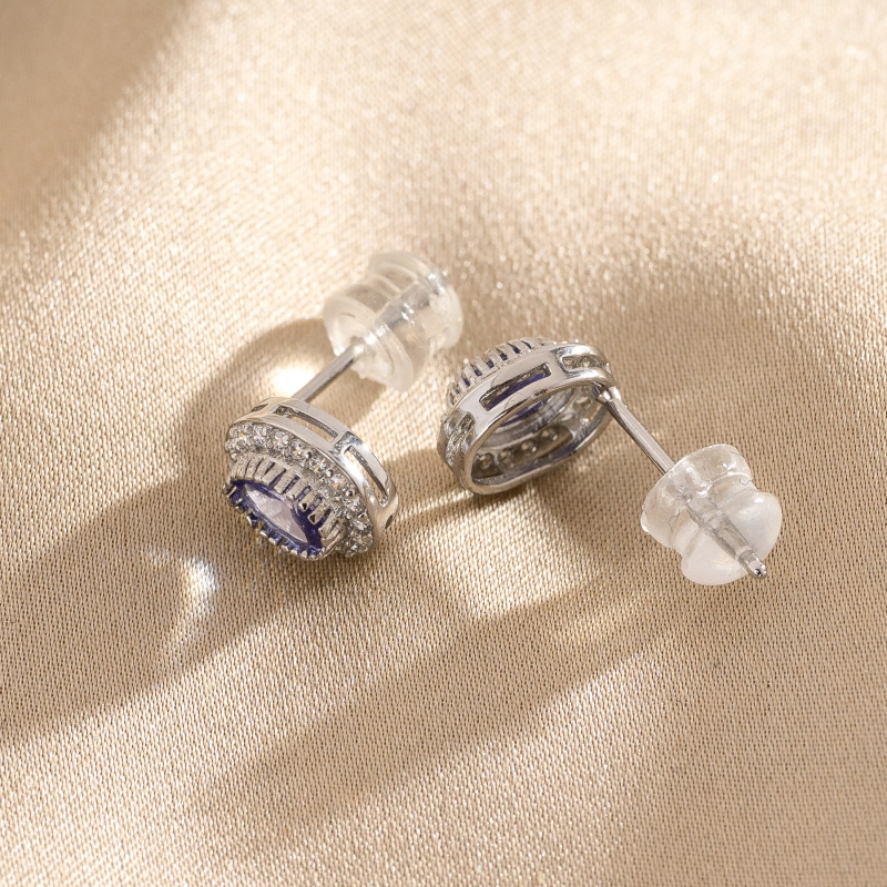 Sterling Silver Earrings Minimal Classy Icon tanzanite