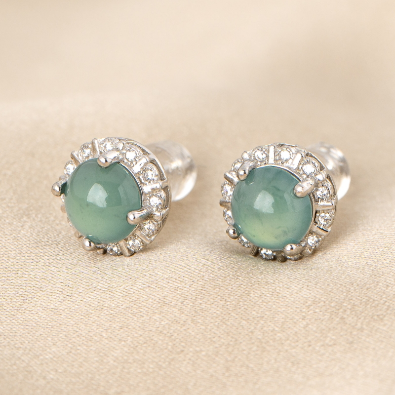 Sterling Silver Earrings Verarra imperial green jade