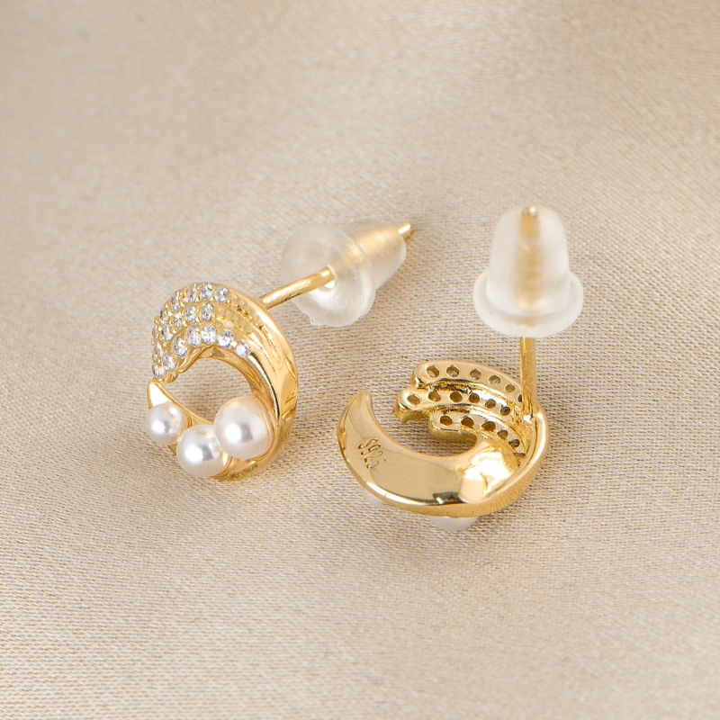 Cercei argint MoonGlow Pearls gold