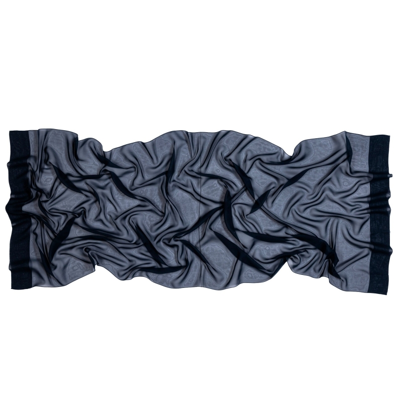 Silk Shawl Veiled Allure Plain Navy