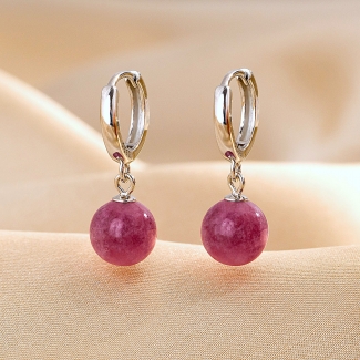 Velvet Grape Earrings, natural jade