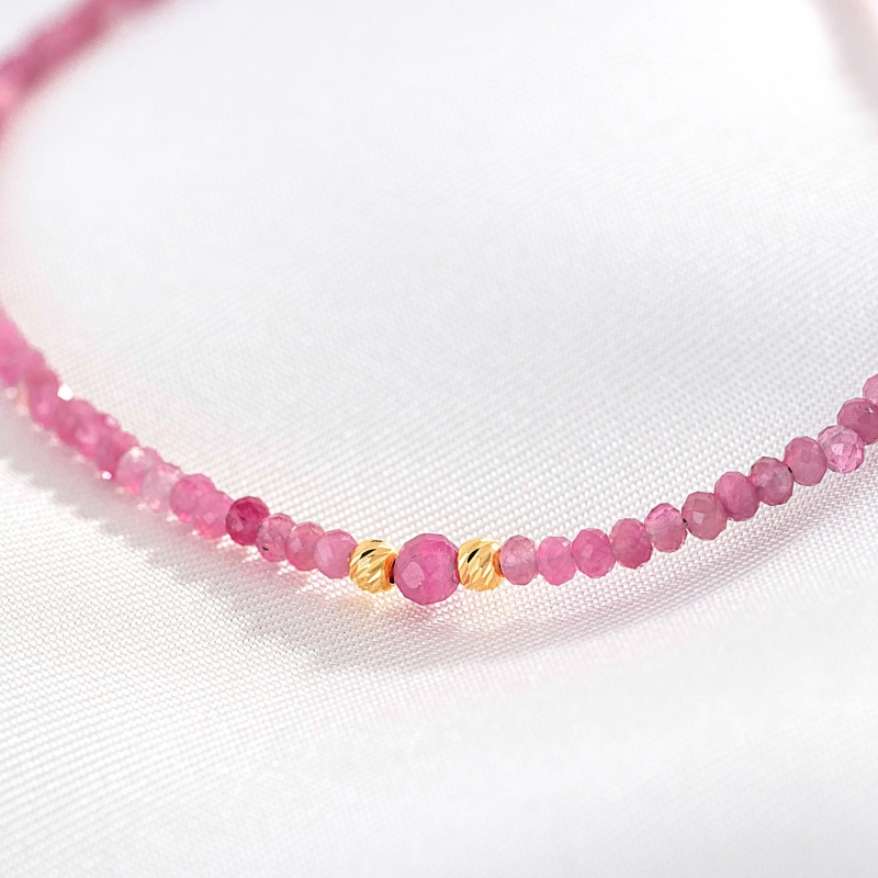 Rose Blush Necklace, tourmaline, 14K gold
