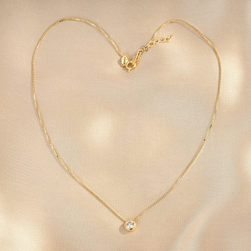 copy of Sterling Silver Necklace Solitaire white zirconia with chain