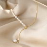 925 Sterling Silver Choker Gold Summer Twist, pearls of culture, silver adjustable