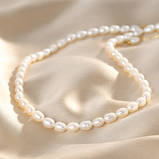 925 Sterling Silver Choker Hot Summer, pearls of culture, silver adjustable chain