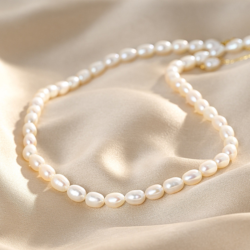 925 Sterling Silver Choker Hot Summer, pearls of culture, silver adjustable chain