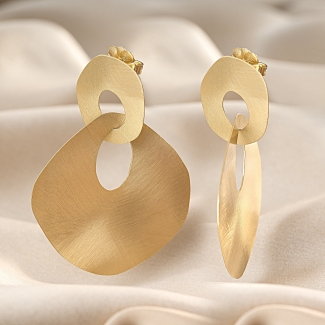 925 Sterling Silver Earrings Vintage Maxi, 23K gold plated