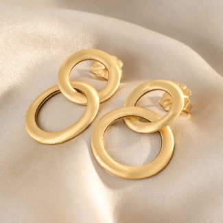 925 Sterling Silver Earrings Vintage Rondo, 23K gold plated