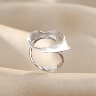 925 Sterling Silver Ring Lune Silver