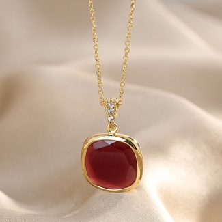 925 Sterling Silver Necklace Caramelle Reverse Brandy, 23K gold plated