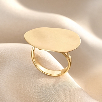 925 Sterling Silver Ring Foglie Claro, 23K gold plated