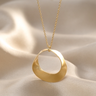 925 Sterling Silver Necklace Lune M, 42 cm, 23K gold plated