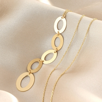 925 Sterling Silver Necklace Vintage Glamour, 23K gold plated