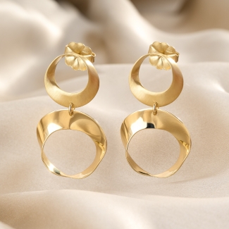 925 Sterling Silver Earrings Lune Duo, 23K gold plated