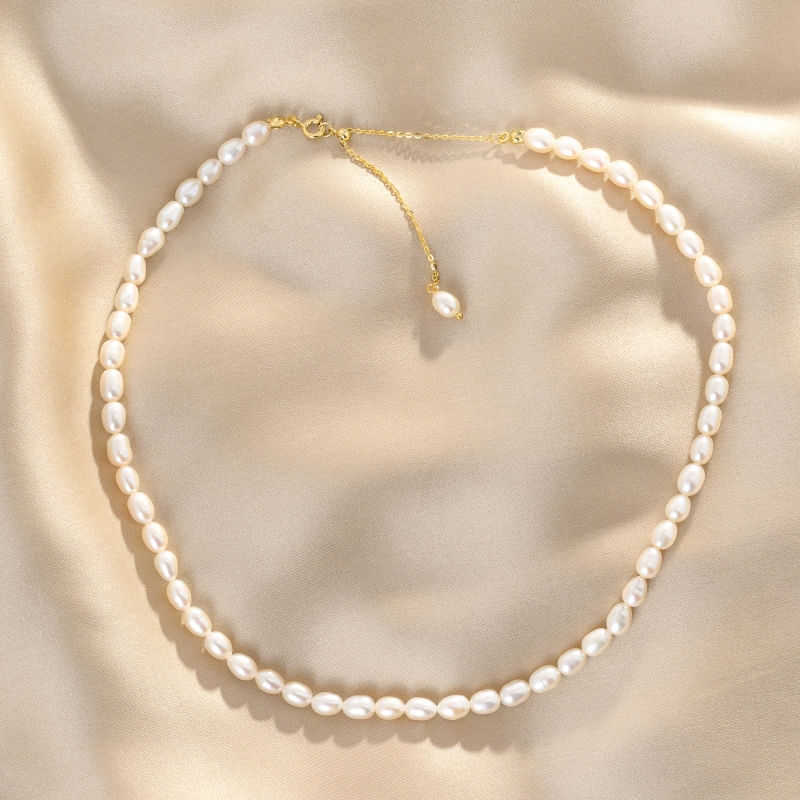 925 Sterling Silver Choker Hot Summer, pearls of culture, silver adjustable chain