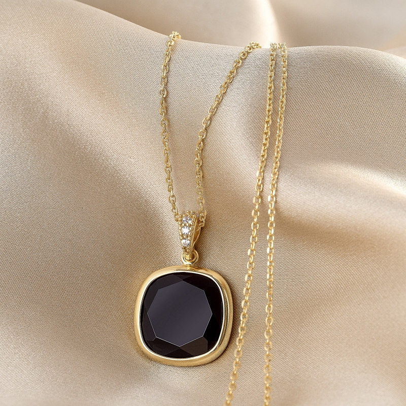 925 Sterling Silver Necklace Caramelle Reverse Brandy, 23K gold plated