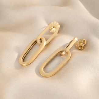 925 Sterling Silver Earrings Ovali Chic, 23K gold plated