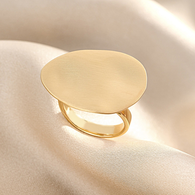 925 Sterling Silver Ring Foglie Claro, 23K gold plated