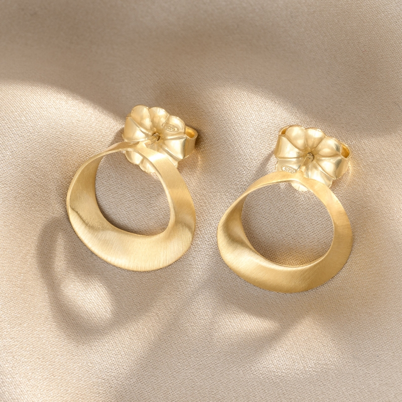 925 Sterling Silver Earrings Lune Uno picolo, 23K gold plated