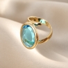 925 Sterling Silver Ring Marine Ovali, 23K gold plated