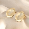 925 Sterling Silver Earrings Foglie Pave Grandi, 23K gold plated