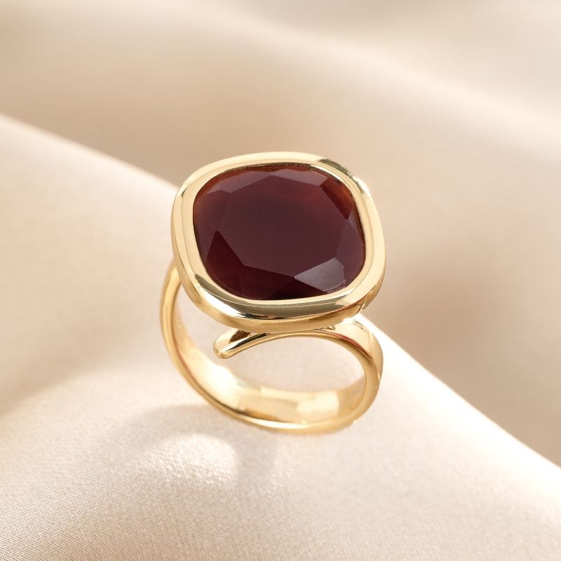 Inel argint Caramelle Reverse Brandy placat cu aur 23K