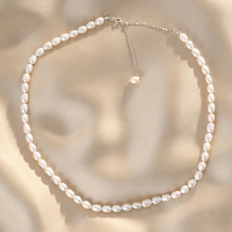 925 Sterling Silver Choker Hot Summer, pearls of culture, silver adjustable chain