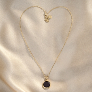 925 Sterling Silver Necklace Caramelle Reverse Brandy, 23K gold plated