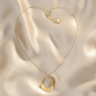 925 Sterling Silver Necklace Lune M, 42 cm, 23K gold plated