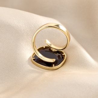 925 Sterling Silver Ring Caramelle Reverse Brandy, 23K gold plated