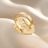 925 Sterling Silver Ring Foglie Pave, 23K gold plated