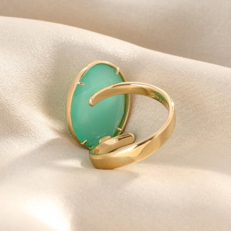 925 Sterling Silver Ring Sea Green Mignon 23K gold plated