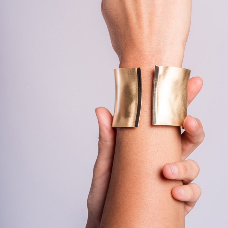 Bratara argint Vintage Maxi Bangle placata cu aur 23K