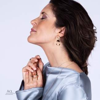 Cercei argint Lune Duo placati cu aur 23K