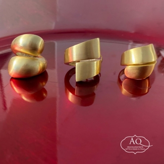 925 Sterling Silver Ring Ovali Chic, 23K gold plated