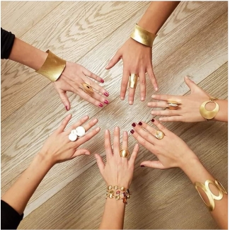 925 Sterling Silver Ring Foglie Pave, 23K gold plated