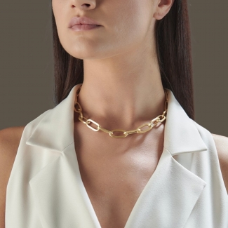 Colier argint Ovali Chic placat cu aur 23K