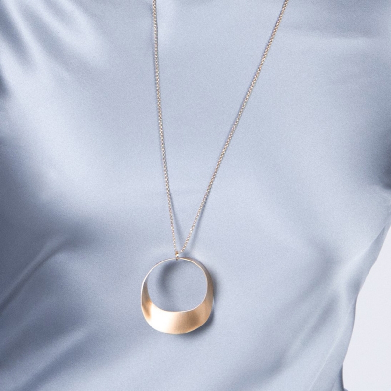 925 Sterling Silver Necklace Lune Grande, 82 cm, 23K gold plated