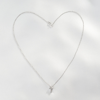 Colier aur alb 14K With Faith, charm cruce, Made in Italia