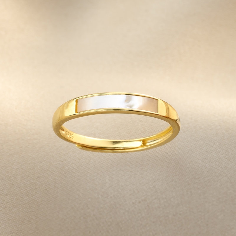 Inel argint reglabil White Muse gold