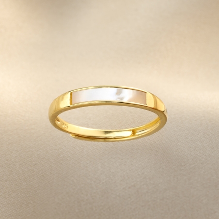 Adjustable Sterling Silver Ring White Muse gold