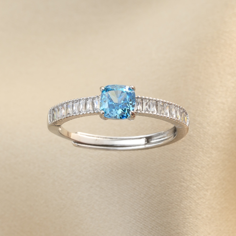 Inel argint reglabil Grace in Blue, zirconia