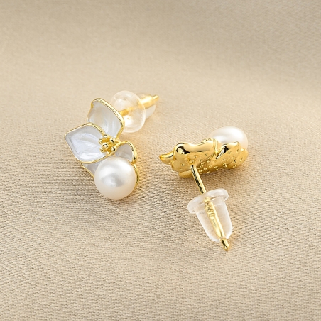 Cercei argint White Touch gold