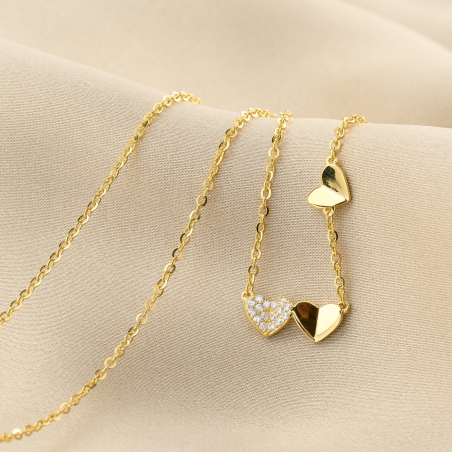 Colier argint 3Hearts One Love gold