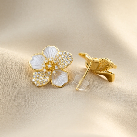 Cercei argint Golden Blossom