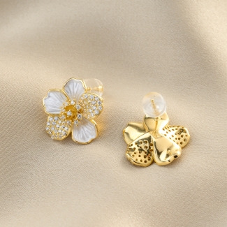 Sterling Silver Earrings Golden Blossom