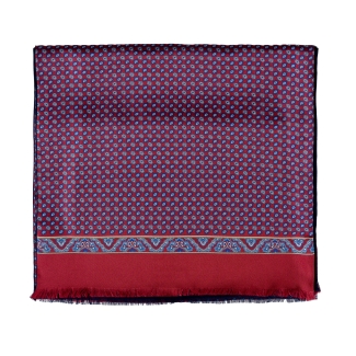 Set Esarfa matase si lana barbati Uomo Umbria bordeaux si Batista matase naturala navy